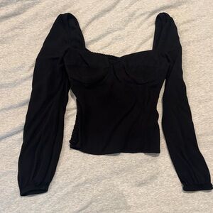 Black reformation reign top with zipper size 6 like new